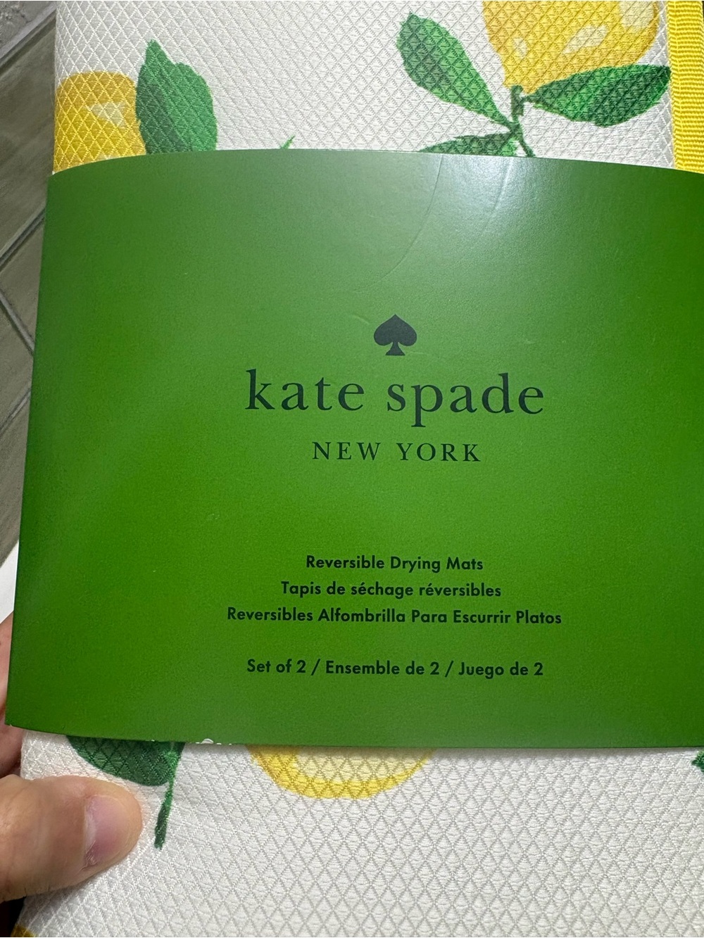 Kate Spade Lemon Kitchen Drying Mat Set of 2 & Oven Mit set - Picture 4 of 5
